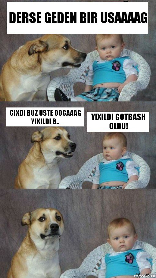 Derse geden bir usaaaag cixdi buz uste qocaaag
yixildi b.. yixildi gotbash oldu!, Комикс Третий