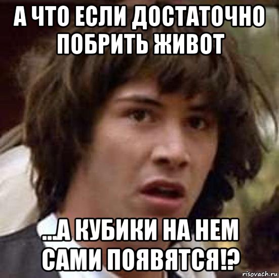 а что если достаточно побрить живот ...а кубики на нем сами появятся!?, Мем А что если (Киану Ривз)