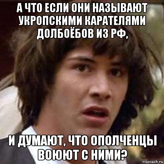 а что если они называют укропскими карателями долбоёбов из рф, и думают, что ополченцы воюют с ними?, Мем А что если (Киану Ривз)