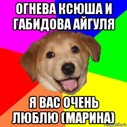 огнева ксюша и габидова айгуля я вас очень люблю (марина), Мем Advice Dog