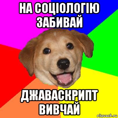 на соціологію забивай джаваскрипт вивчай, Мем Advice Dog