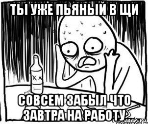 ты уже пьяный в щи совсем забыл что завтра на работу, Мем Алкоголик-кадр