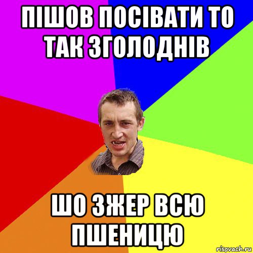 пішов посівати то так зголоднів шо зжер всю пшеницю, Мем Чоткий паца