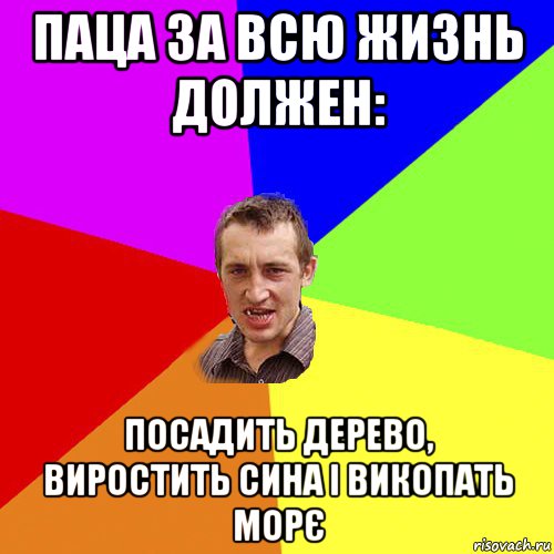 паца за всю жизнь должен: посадить дерево, виростить сина і викопать морє, Мем Чоткий паца