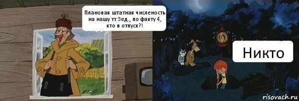 Плановая штатная численость на нашу тт 3ед., по факту 4, кто в отпуск?! Никто