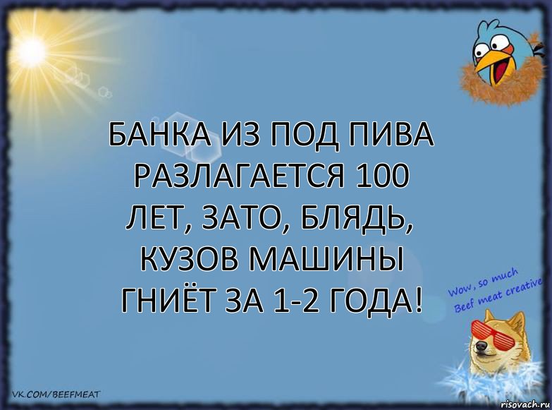 Банка из под пива разлагается 100 лет, зато, блядь, кузов машины гниёт за 1-2 года!, Комикс ФОН