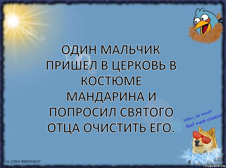 Один мальчик пришел в церковь в костюме мандарина и попросил святого отца очистить его., Комикс ФОН