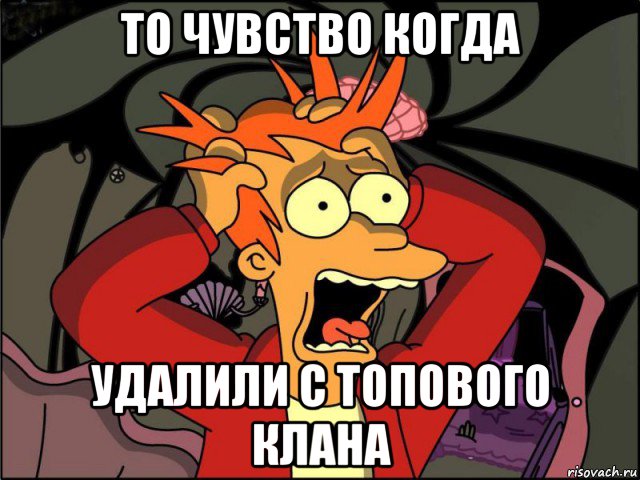 то чувство когда удалили с топового клана, Мем Фрай в панике