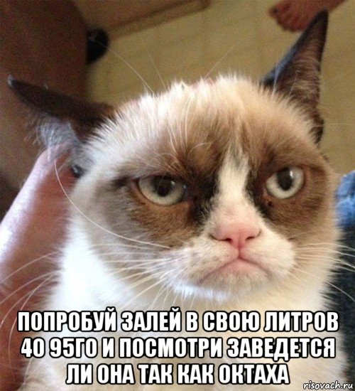  попробуй залей в свою литров 40 95го и посмотри заведется ли она так как октаха