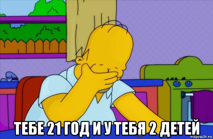  тебе 21 год и у тебя 2 детей, Мем Homer simpson facepalm