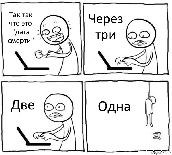 Так так что это "дата смерти" Через три Две Одна