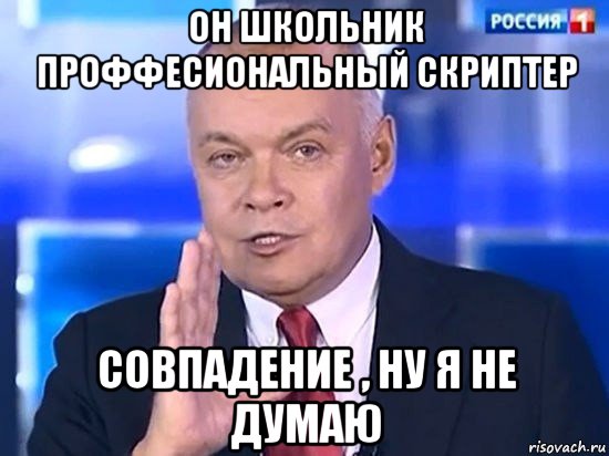 он школьник проффесиональный скриптер совпадение , ну я не думаю, Мем Киселёв 2014