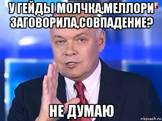 у гейды молчка,меллори заговорила,совпадение? не думаю, Мем Киселёв 2014