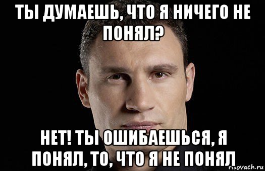 ты думаешь, что я ничего не понял? нет! ты ошибаешься, я понял, то, что я не понял, Мем Кличко