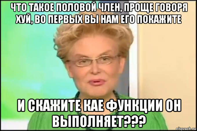 что такое половой член, проще говоря хуй, во первых вы нам его покажите и скажите кае функции он выполняет???, Мем Малышева