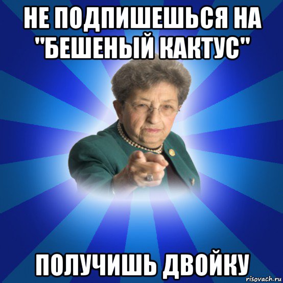 не подпишешься на "бешеный кактус" получишь двойку, Мем Наталья Ивановна