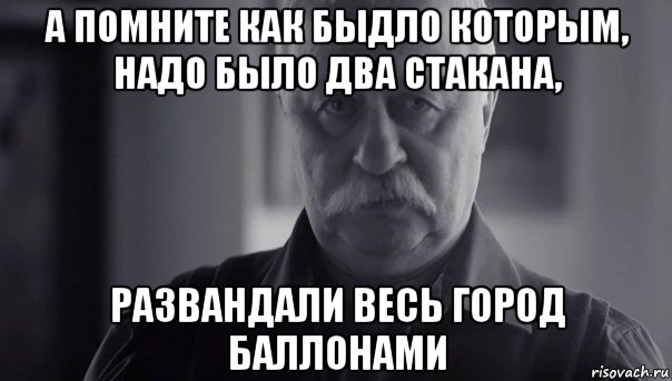 а помните как быдло которым, надо было два стакана, развандали весь город баллонами, Мем Не огорчай Леонида Аркадьевича