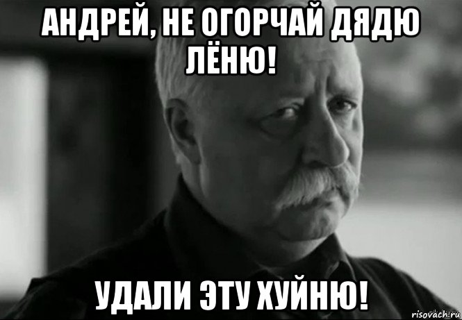 андрей, не огорчай дядю лёню! удали эту хуйню!, Мем Не расстраивай Леонида Аркадьевича