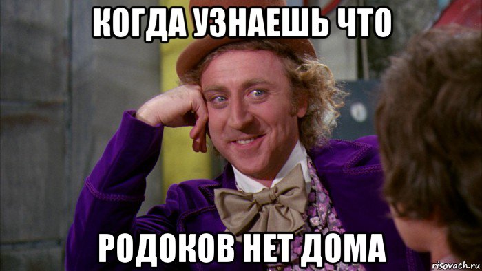 когда узнаешь что родоков нет дома, Мем Ну давай расскажи (Вилли Вонка)