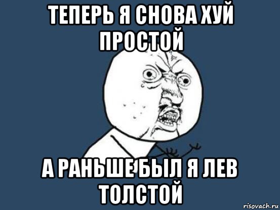 теперь я снова хуй простой а раньше был я лев толстой, Мем Ну почему