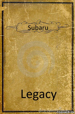 Subaru Legacy, Комикс обложка книги