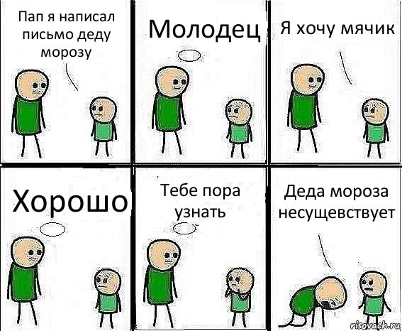 Пап я написал письмо деду морозу Молодец Я хочу мячик Хорошо Тебе пора узнать Деда мороза несущевствует, Комикс Воспоминания отца