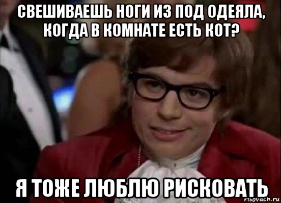 свешиваешь ноги из под одеяла, когда в комнате есть кот? я тоже люблю рисковать