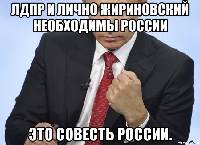 лдпр и лично жириновский необходимы россии это совесть россии., Мем Путин показывает кулак