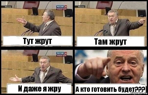 Тут жрут Там жрут И даже я жру А кто готовить будет???, Комикс с Жириновским