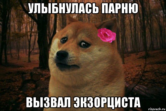 улыбнулась парню вызвал экзорциста, Мем  SAD DOGE GIRL