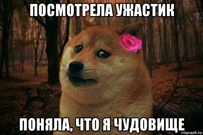 посмотрела ужастик поняла, что я чудовище, Мем  SAD DOGE GIRL