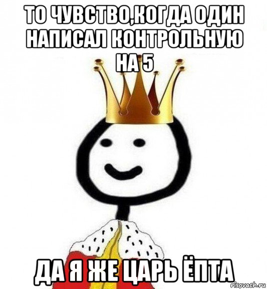 то чувство,когда один написал контрольную на 5 да я же царь ёпта, Мем Теребонька Царь