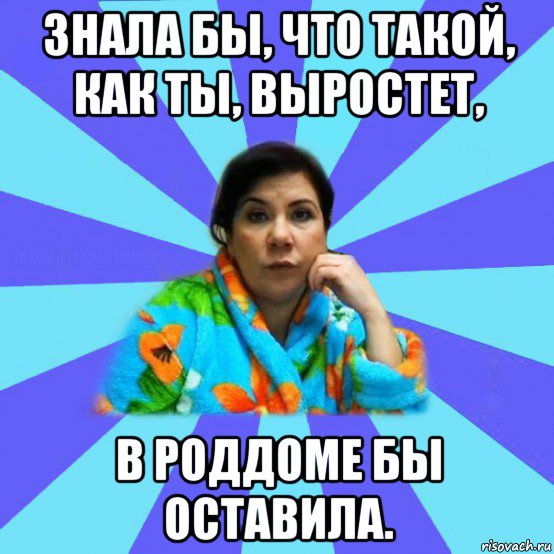 знала бы, что такой, как ты, выростет, в роддоме бы оставила., Мем типичная мама