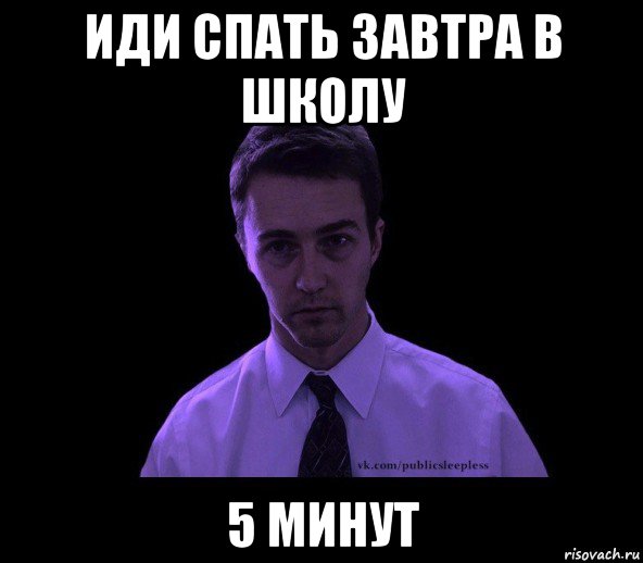 иди спать завтра в школу 5 минут, Мем типичный недосыпающий