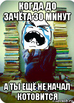 когда до зачёта 30 минут а ты ещё не начал котовится, Мем Типовий десятикласник