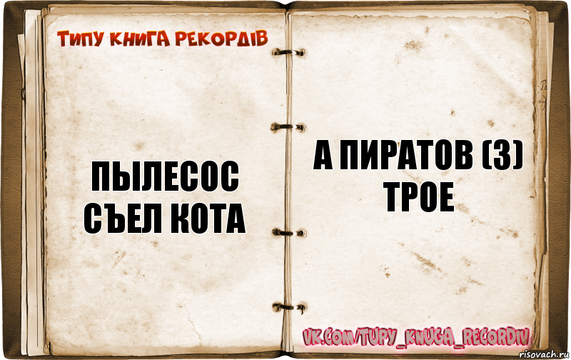 пылесос съел кота а пиратов (3) трое, Комикс  Типу книга рекордв