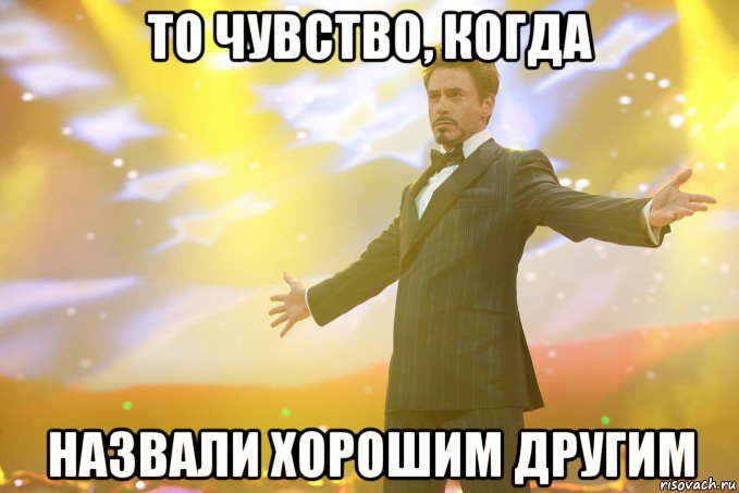 то чувство, когда назвали хорошим другим, Мем Тони Старк (Роберт Дауни младший)