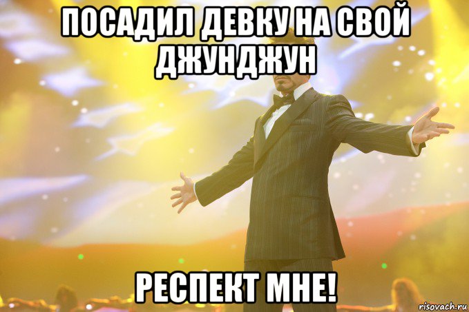 посадил девку на свой джунджун респект мне!, Мем Тони Старк (Роберт Дауни младший)