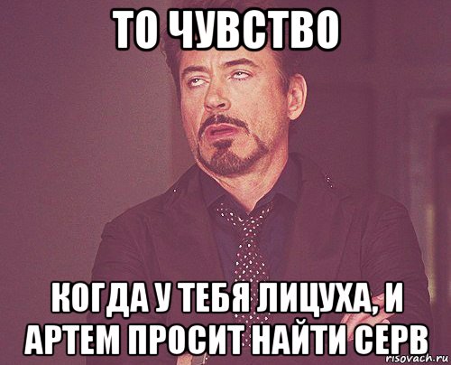 то чувство когда у тебя лицуха, и артем просит найти серв, Мем твое выражение лица