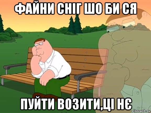 файни сніг шо би ся пуйти возити,ці нє, Мем Задумчивый Гриффин