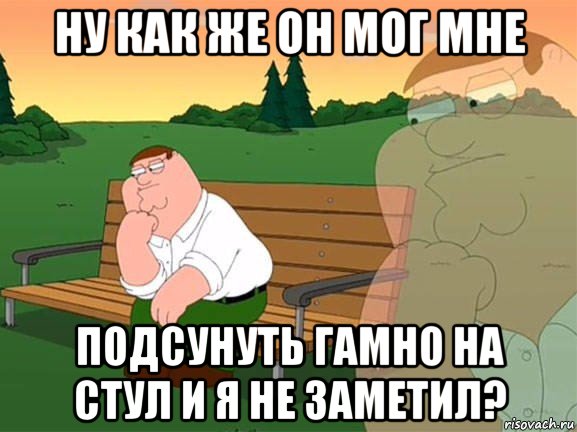 ну как же он мог мне подсунуть гамно на стул и я не заметил?, Мем Задумчивый Гриффин