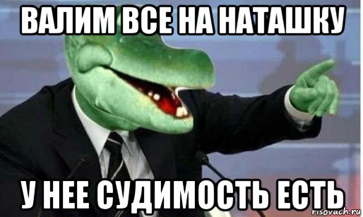 валим все на наташку у нее судимость есть, Мем Крокодил Гена политик