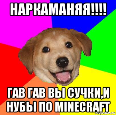 наркаманяя!!!! гав гав вы сучки,и нубы по minecraft, Мем Advice Dog