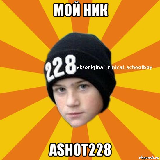 мой ник ashot228, Мем  Циничный школьник