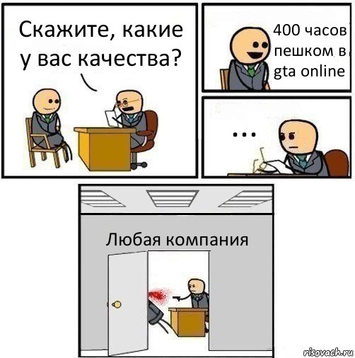 Скажите, какие у вас качества? 400 часов пешком в gta online ... Любая компания, Комикс   Не приняты