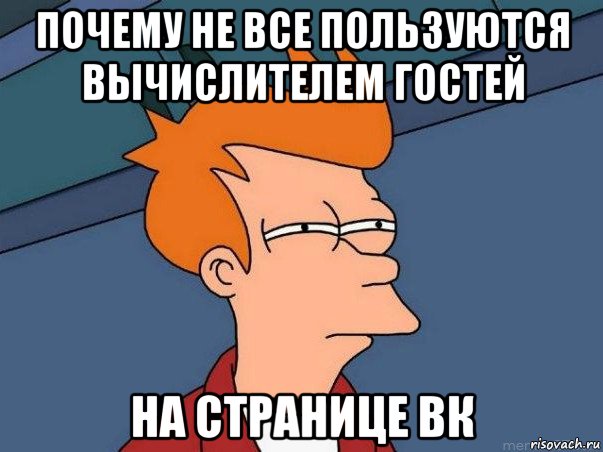 почему не все пользуются вычислителем гостей на странице вк, Мем  Фрай (мне кажется или)