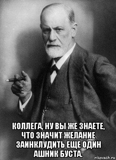  коллега, ну вы же знаете, что значит желание заинклудить еще один ашник буста., Мем    Фрейд