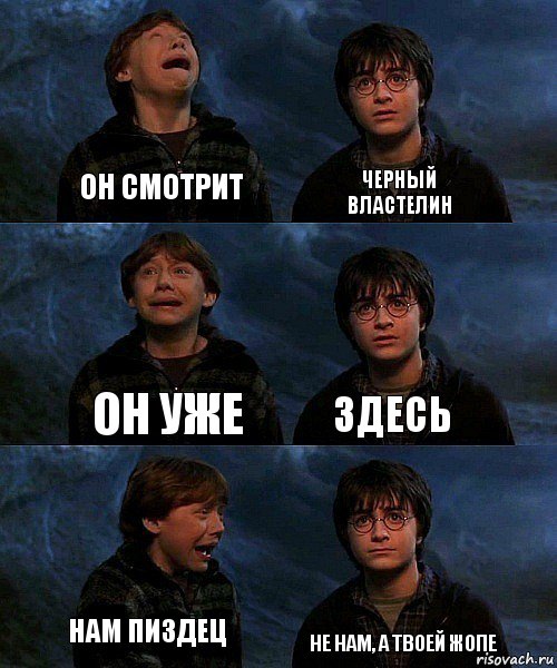 Он смотрит черный властелин он уже здесь нам пиздец не нам, а твоей жопе, Комикс гарри и рон в пещере пауков