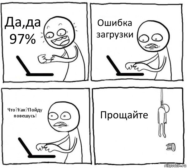 Да,да 97% Ошибка загрузки Что?Как?Пойду повешусь! Прощайте, Комикс интернет убивает