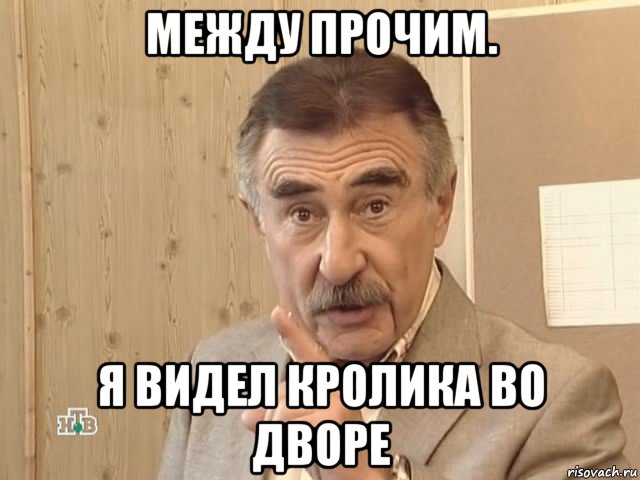 между прочим. я видел кролика во дворе, Мем Каневский (Но это уже совсем другая история)